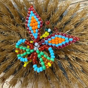 Handmade Colorful Beaded Butterfly Brooch